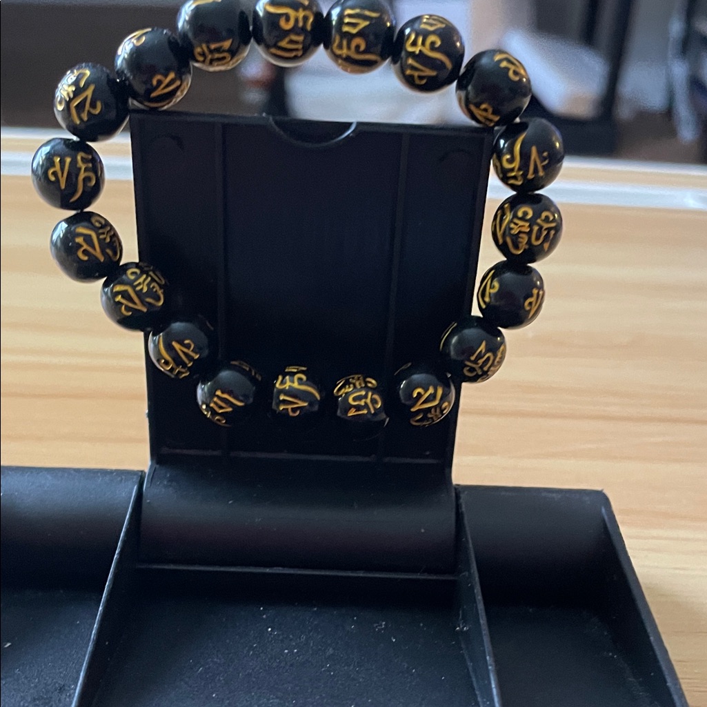 Cc Boutique Black And Gold Beaded Bracelet